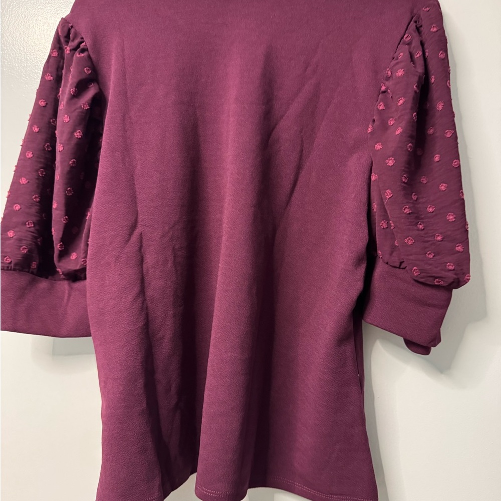 Lularoe Moriella - Women's Plum Top with Textured Sleeves